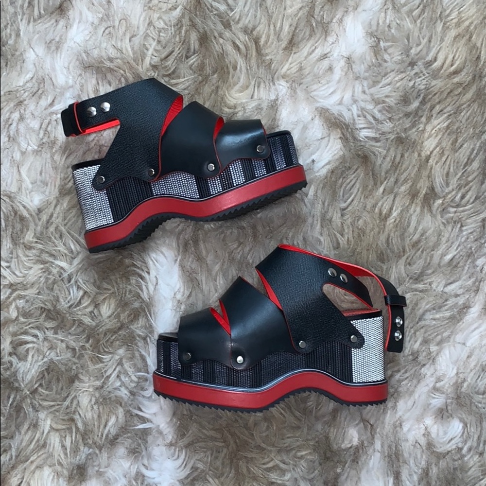 PROENZA SCHOULER STRIPED PLATFORM SANDALS